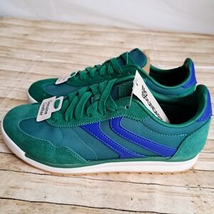 No Boundaries Mens Genuine Leather Lace-Up Green and Blue Sneakers Shoes